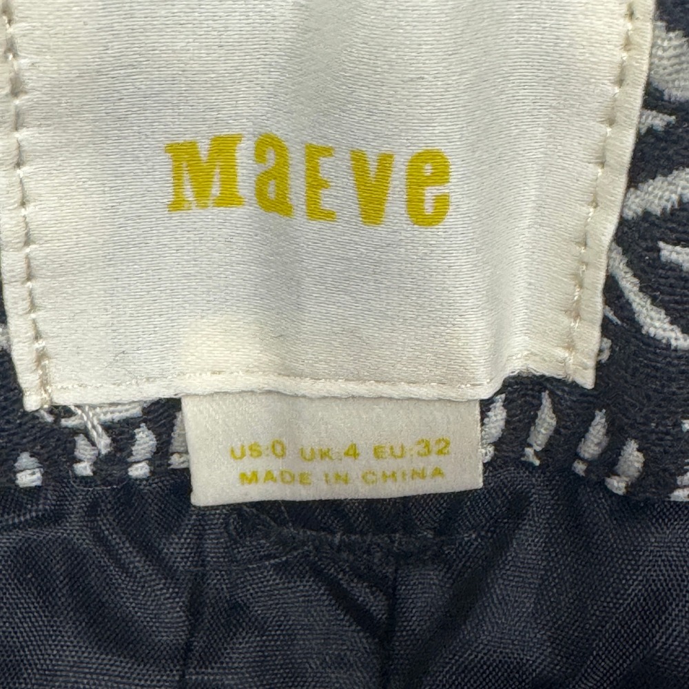 Maeve Black White Geometric Print A Line‎ Button Front Mini Skirt Size 0 Y2K - Picture 6 of 12